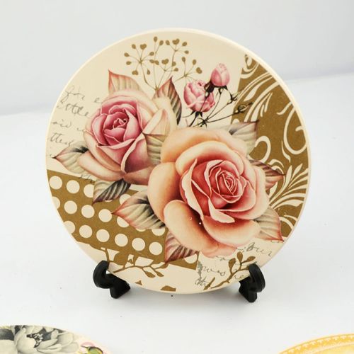 中國花卉陶瓷吸水杯墊 多色花朵 中國特色禮品現(xiàn)貨供應